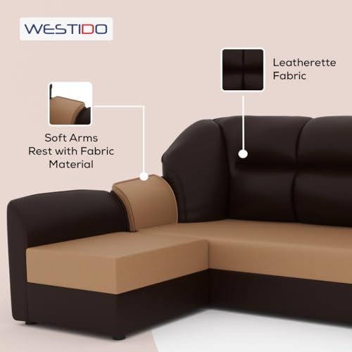 WESTIDO Leatherette 4 Seater Sofa (Finish Color - Cream Brown, DIY(Do-It-Yourself)) | 1 Year Warranty - Image 5