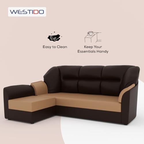 WESTIDO Leatherette 4 Seater Sofa (Finish Color - Cream Brown, DIY(Do-It-Yourself)) | 1 Year Warranty - Image 3