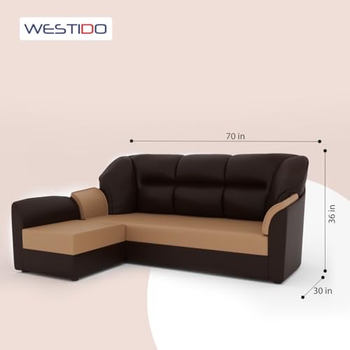 WESTIDO Leatherette 4 Seater Sofa (Finish Color - Cream Brown, DIY(Do-It-Yourself)) | 1 Year Warranty - Image 4