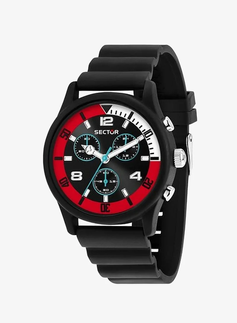 Sector H2O Men's Chronograph Analog Watch - Multicolour Matt Dial, 43mm Stainless Steel Case, Black Silicone Strap, Quartz, 100M Water Resistant - R3271718001