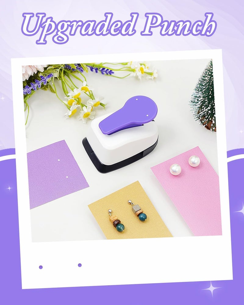 مثقب بطاقات الأقراط، مثقب بطاقات تعليق الأقراط، مثقب بطاقات الأقراط المثقوبة لبيع وعرض المجوهرات، مناسب للأعمال اليدوية، بنفسجي - Image 4