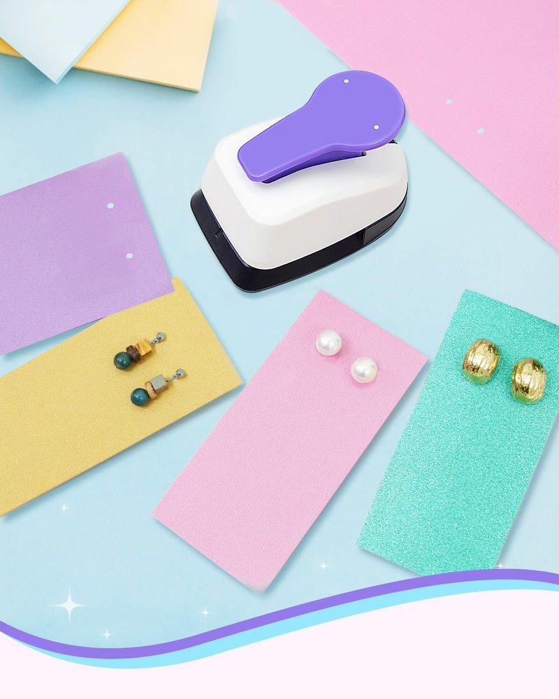 مثقب بطاقات الأقراط، مثقب بطاقات تعليق الأقراط، مثقب بطاقات الأقراط المثقوبة لبيع وعرض المجوهرات، مناسب للأعمال اليدوية، بنفسجي - Image 5