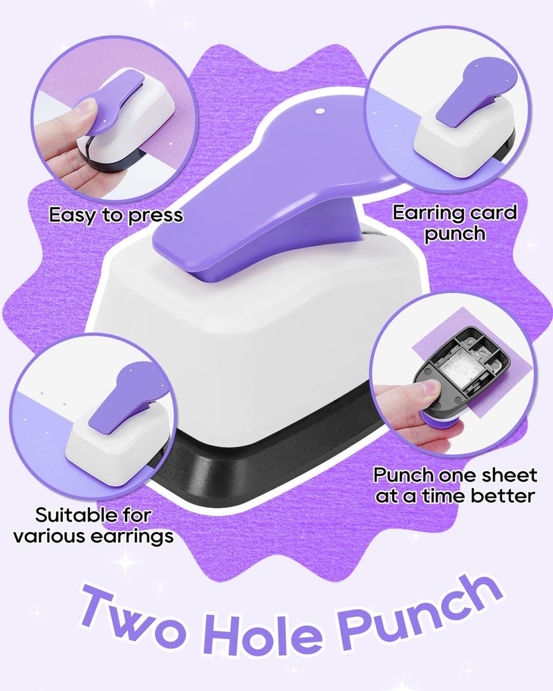 مثقب بطاقات الأقراط، مثقب بطاقات تعليق الأقراط، مثقب بطاقات الأقراط المثقوبة لبيع وعرض المجوهرات، مناسب للأعمال اليدوية، بنفسجي - Image 2