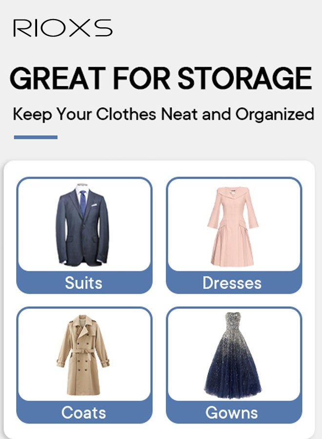 RIOXS 10 Pack All Clear Hanging Garment Bags, 5 Pcs 60 × 80 CM and 5 Pcs 60 × 100 CM Suit Bags for Closet Storage Clothing Storage, Plastic Waterproof Suit Cover Bags with Full Zipper for Shits, Jackets, Dresses, Fur and More - Image 4