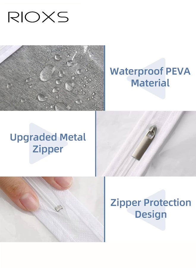 RIOXS 10 Pack All Clear Hanging Garment Bags, 5 Pcs 60 × 80 CM and 5 Pcs 60 × 100 CM Suit Bags for Closet Storage Clothing Storage, Plastic Waterproof Suit Cover Bags with Full Zipper for Shits, Jackets, Dresses, Fur and More - Image 3