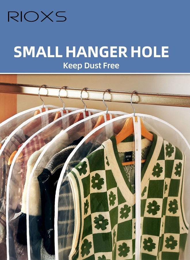 RIOXS 10 Pack All Clear Hanging Garment Bags, 5 Pcs 60 × 80 CM and 5 Pcs 60 × 100 CM Suit Bags for Closet Storage Clothing Storage, Plastic Waterproof Suit Cover Bags with Full Zipper for Shits, Jackets, Dresses, Fur and More - Image 2