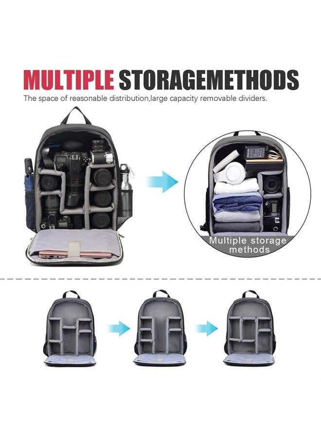 Cwatcun Camera Backpack Bag Professional for SLR DSLR Mirrorless Camera Waterproof Camera Case Compatible with Sony Canon Nikon Camera and Lens Tripod Accessories (Ⅱ Large BLack) - Image 2