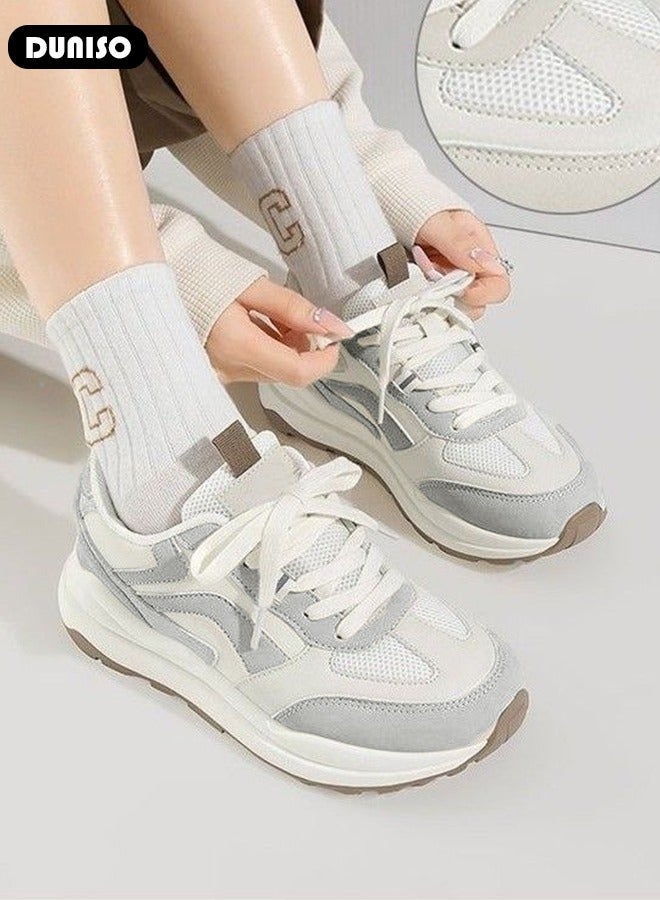 DUNISO Women's Soft-soled Sneakers Low Top Walking Shoes for Lady Comfortable Lace Up Fashion Casual Shoes for Indoor Outdoor Travel Work and Breathable Running Shoes - Image 5