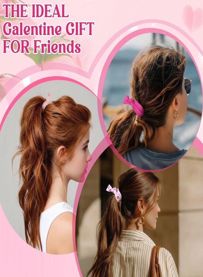 Yuxung مجموعة يوكسونغ من 12 ربطة شعر مطاطية ليوم الصداقة (Galentines)، ربطة رأس مطاطية وردية اللون، إكسسوارات شعر، هدايا للحفلات، زينة للمعصم، هدايا للصديقات. - Image 5