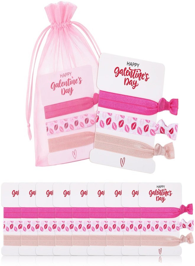 Yuxung مجموعة يوكسونغ من 12 ربطة شعر مطاطية ليوم الصداقة (Galentines)، ربطة رأس مطاطية وردية اللون، إكسسوارات شعر، هدايا للحفلات، زينة للمعصم، هدايا للصديقات. - Image 1