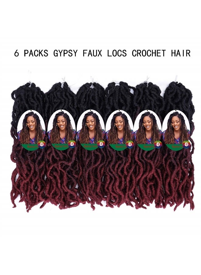 Liyate 14 Inch Goddess Faux locs Crochet Hair 6 Packs/Lot Soft Gypsy Locs Wavy Crochet Braids Dreadlocks 3 Tone Curly Wavy Twist Braiding Hair Extensions African Roots Braid（#1B/99j/530) - Image 1