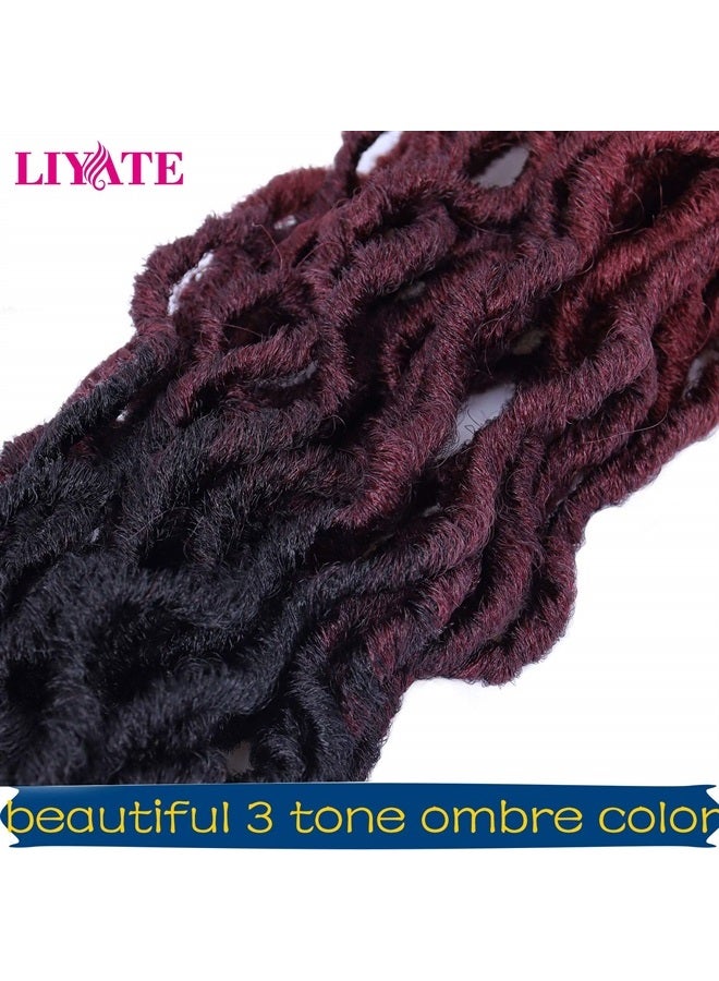 Liyate 14 Inch Goddess Faux locs Crochet Hair 6 Packs/Lot Soft Gypsy Locs Wavy Crochet Braids Dreadlocks 3 Tone Curly Wavy Twist Braiding Hair Extensions African Roots Braid（#1B/99j/530) - Image 2