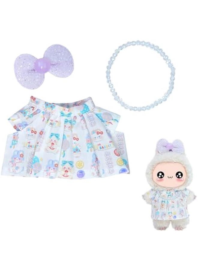 Arabest Labubu Doll Clothes Outfit - Summer Floral Print Dress,Labubu Clothes Premium Labubu Outfit with Accessories, Stylish Labubu Clothes for Doll Labubu Designer Clothes 