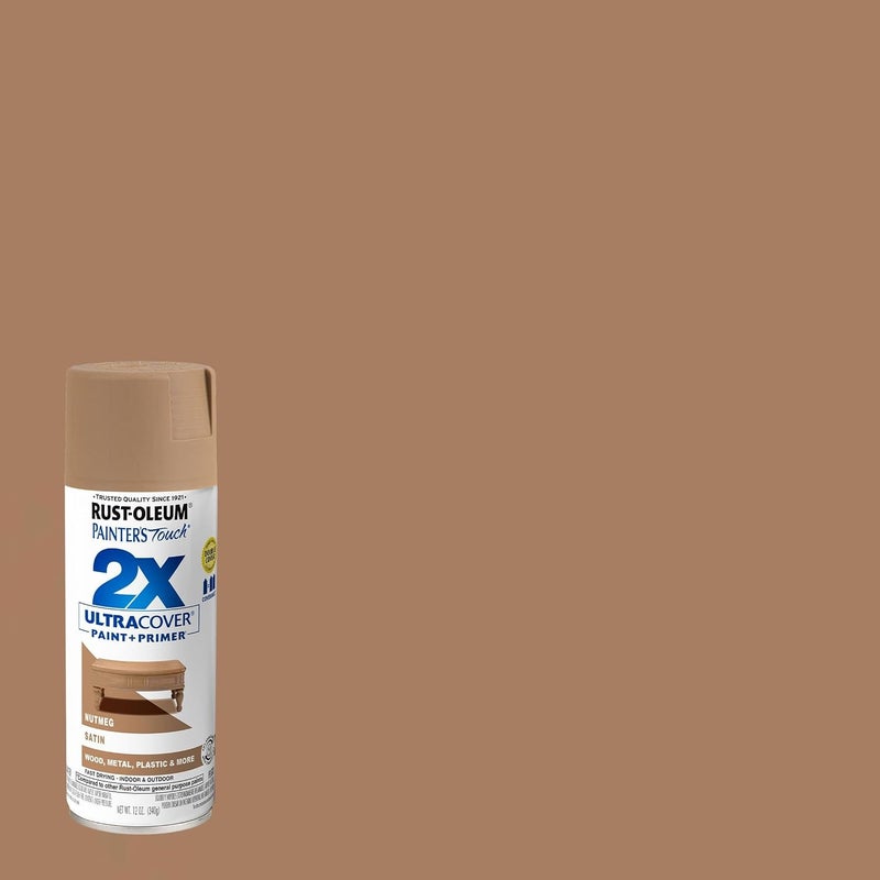 رست أوليوم بينترز تاتش 2X ألترا كوفر بخاخ طلاء وبرايمر جوزة الطيب ساتان، 12 أونصة / 340 جم، سريع الجفاف للاستخدام الداخلي والخارجي للخشب والمعدن والبلاستيك والمزيد - Image 3