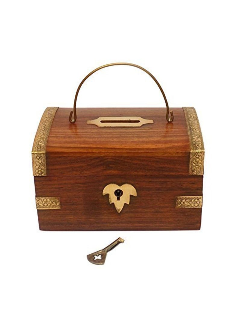 ITOS365 Wooden Money Box With Lock - Image 1