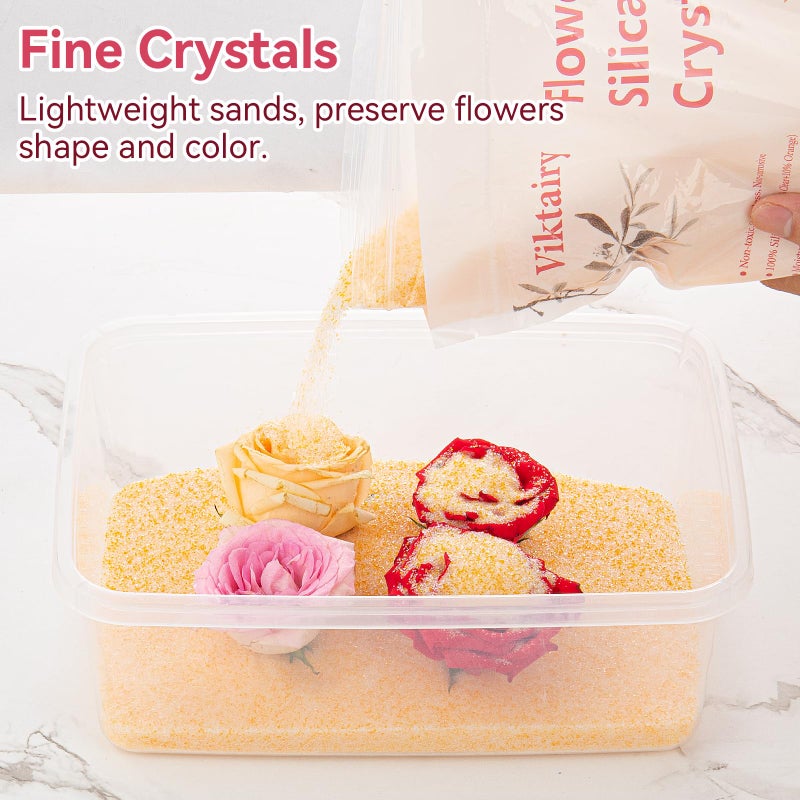 Viktairy Silica Gel Flower Drying Crystals 5LBS, Reusable Color Indicating Flower Drying Silica with Airtight Container and Brush, DIY Wedding Bouquet Flower Preservation Kit, Fine Bead Size<1mm - Image 2