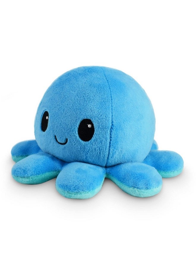 TeeTurtle - The Original Reversible Octopus Plushie - Happy Blue + Sad Light Blue - Cute Sensory Fidget Stuffed Animals That Show Your Mood 4 inch - Image 2
