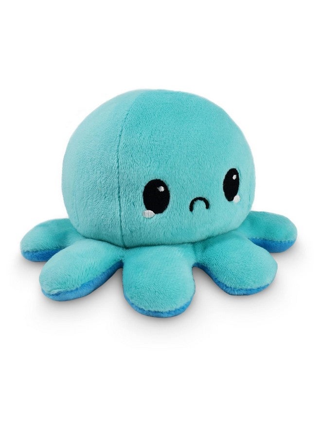 TeeTurtle - The Original Reversible Octopus Plushie - Happy Blue + Sad Light Blue - Cute Sensory Fidget Stuffed Animals That Show Your Mood 4 inch - Image 1