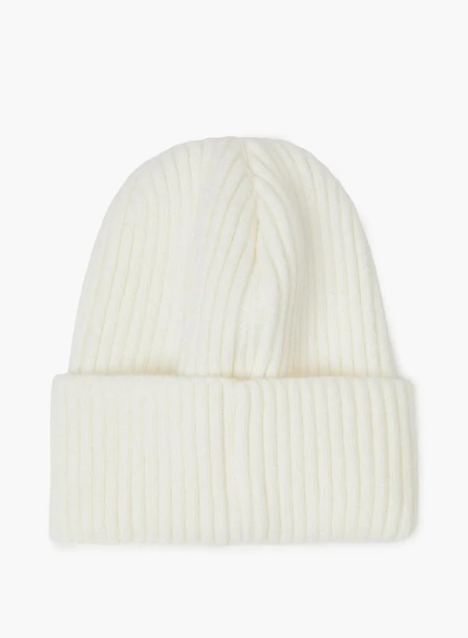Styli  Off White Ribbed Knit Beanie for Women | Best Price UAE