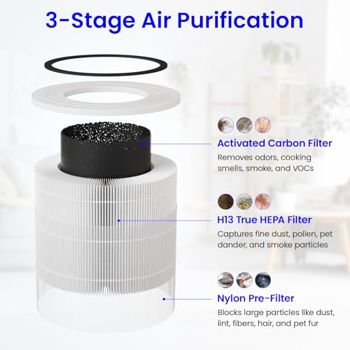 Future Way 2-Pack Core 300 Replacement Filter Compatible with LEVOIT Core 300 and Core 300S Air Purifier, H13 True HEPA & Activated Carbon, Replace Core300-RF, White - Image 4