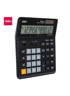 Deli Deli EM01020 Desktop Calculator | 12 Digits | Solar & LR44 Battery Powered | Tax Function & 120-Step Check | Black | Ideal for Business & Home Use (1PCS/Color Box)  - Image 1