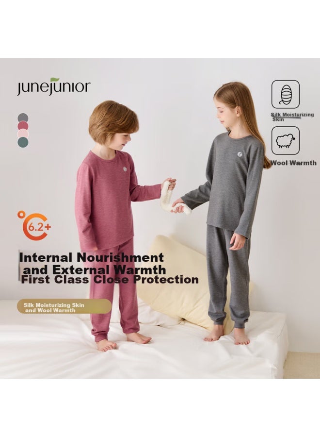 Junejunior [first Class] Children's Thermal Underwear Set, Silk And Cashmere Autumn Top And Pants, Pajamas For Fall And Winter, Base Layer, Moisture-wicking And Heat-generating - Image 1