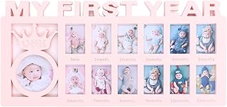 CHICIRIS Newborn Baby First Year Picture Frame with 12 Month Slots, Baby Monthly Collage Keepsake Frame for Photo - Image 1