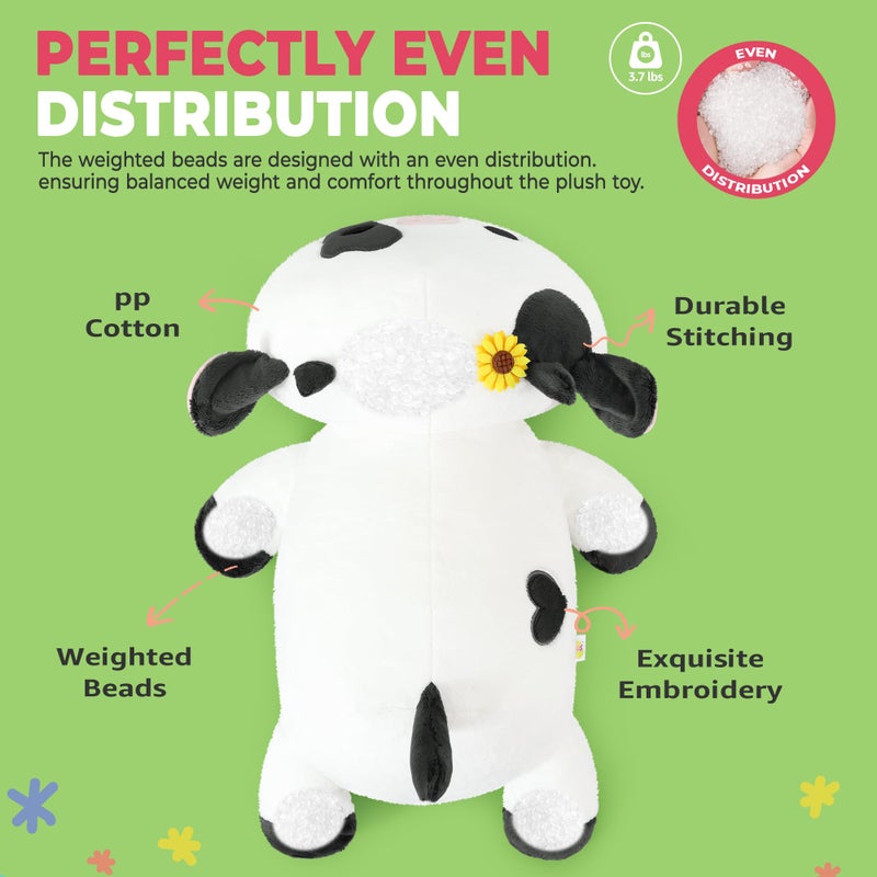 Onsoyours Original Weighted & Heatable Sunflower Cow Stuffed Animals, 3.7 lbs Microwavable Plushies for Stress Relief - 20 inch Large Comfort Soft Plush Toys for Kids & Adults - Image 3
