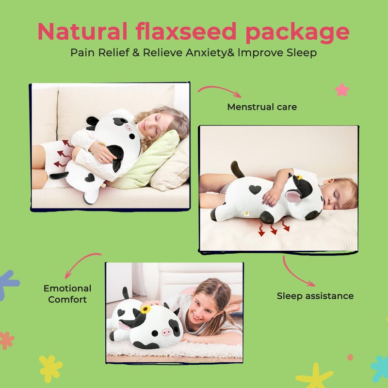 Onsoyours Original Weighted & Heatable Sunflower Cow Stuffed Animals, 3.7 lbs Microwavable Plushies for Stress Relief - 20 inch Large Comfort Soft Plush Toys for Kids & Adults - Image 5