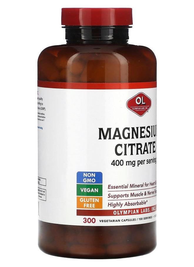 Olympian Labs Magnesium Citrate 400 mg 300 Vegetarian Capsules (133 mg per Capsule)  - Image 2