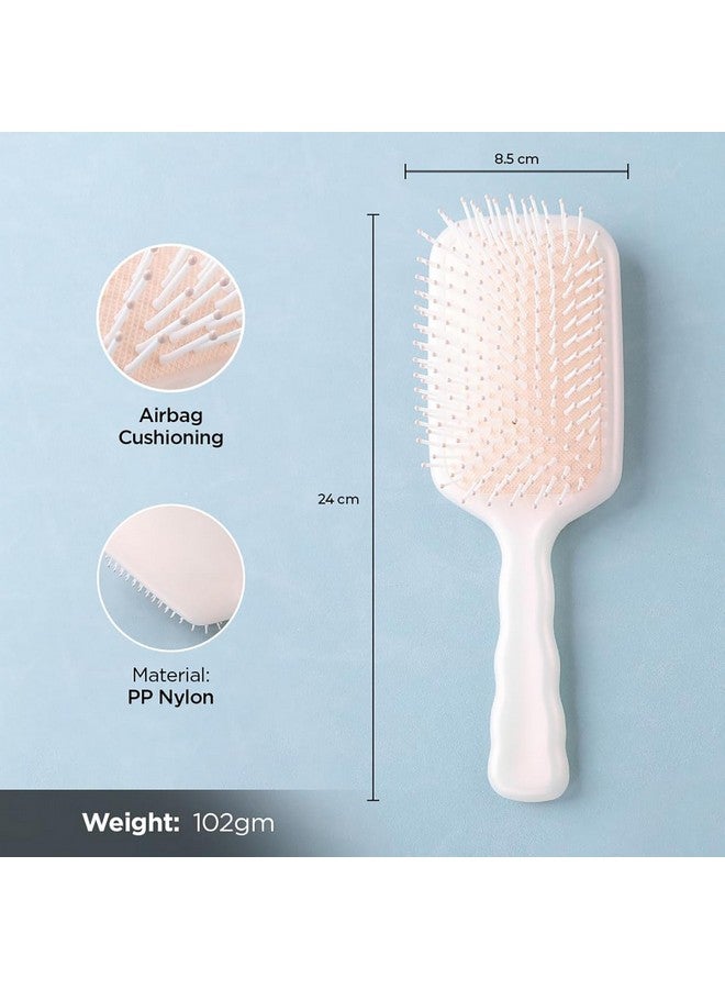 Hearts Hair Brush | Bristles Brush | Hair Brush With Paddle | Detangles Hair Brush | Suitable For All Hair Types | Hair Brush Styling Hair | 2 Piece | Xh45Bge | Beige - Image 3
