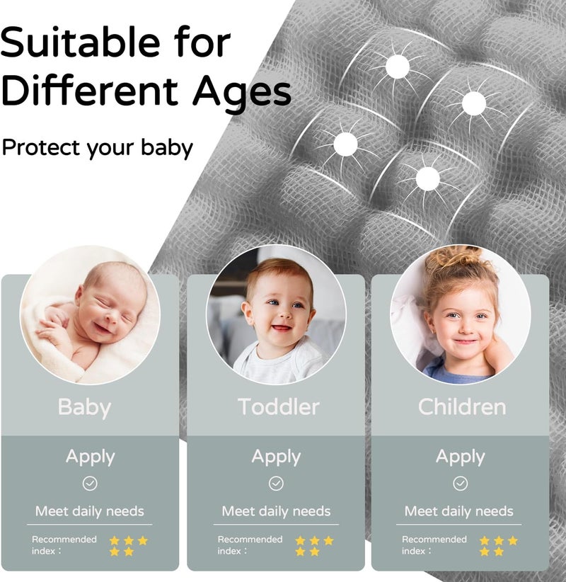 YOOFOSS Hooded Baby Towels for Newborn 2 Pack 100% Muslin Organic Cotton Baby Bath Towel with Hood for Babies, Infant, Toddler and Kids, 32x32Inch, Soft and Absorbent Newborn Essential,White&Pure Grey - Image 5