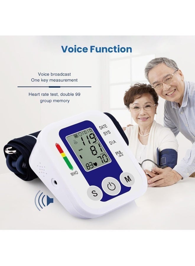 Kimaya Blood Pressure Machine, Automatic Digital Upper Arm Blood Pressure Monitor with Adjustable Large Cuff with Voice Function and 2x99 Memory Sets - Image 1