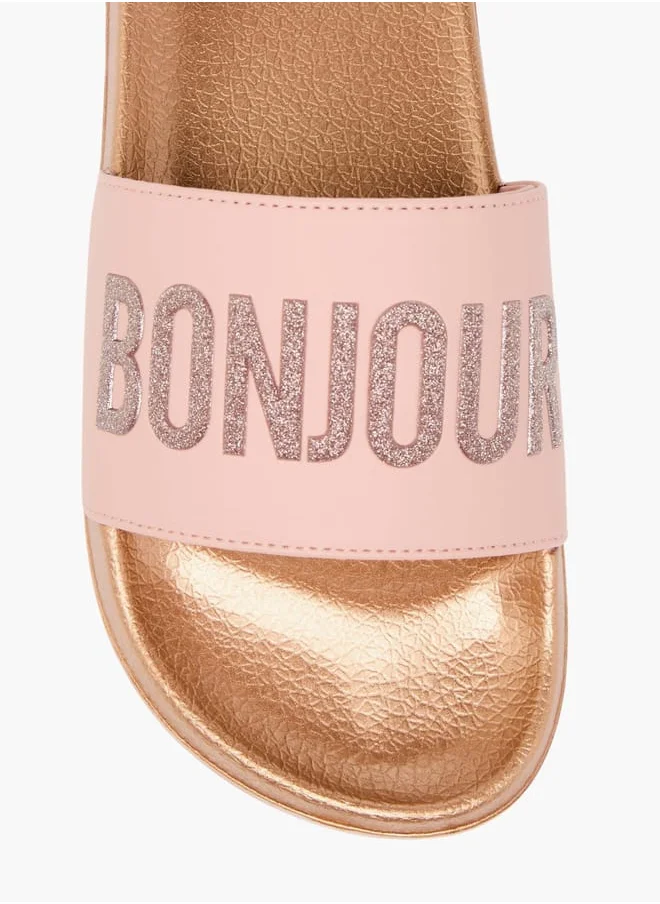 Celeste Womens Typographic Detail Slides