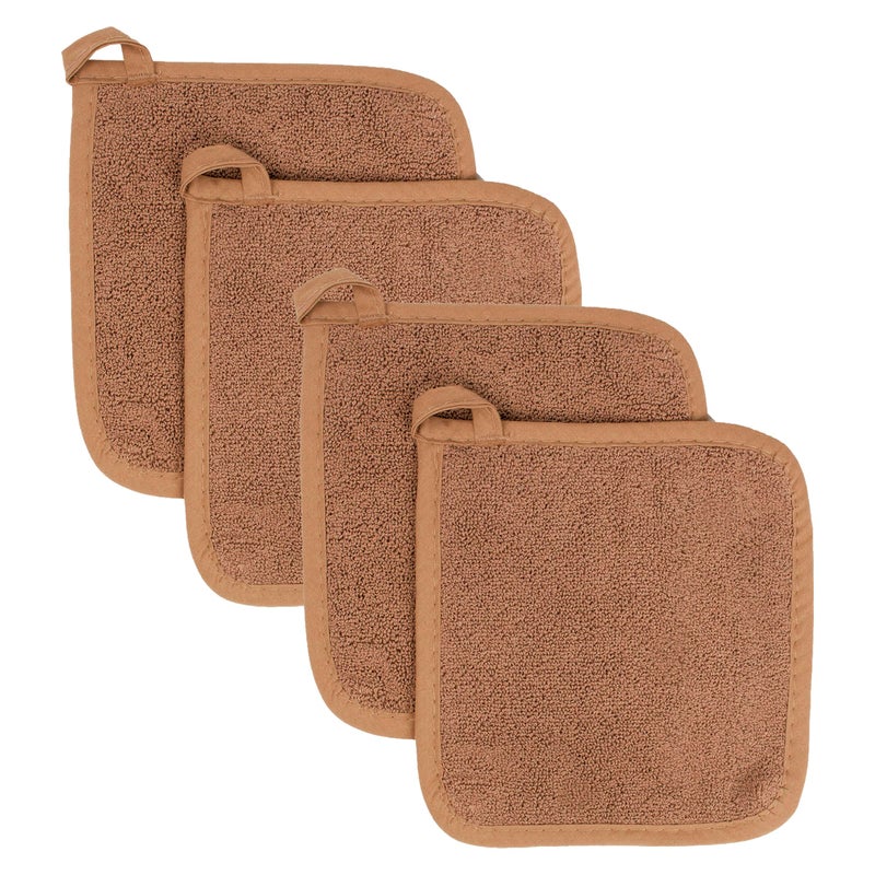 RITZ Terry Potholder & Hot Pad: Unparalleled Heat Resistant, Durable 100% Cotton â€“ Ergonomically Designed for Optimal Grip â€“ Easy-Care Machine Washable â€“ 4-Pack, Copper - Image 1