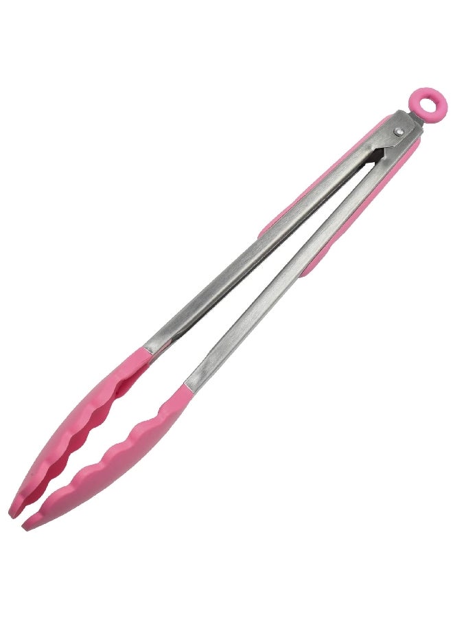 Chef Craft Stain Resistant Dishwasher Safe Premium Silicone Tong Pink 12inch 13785. - Image 1