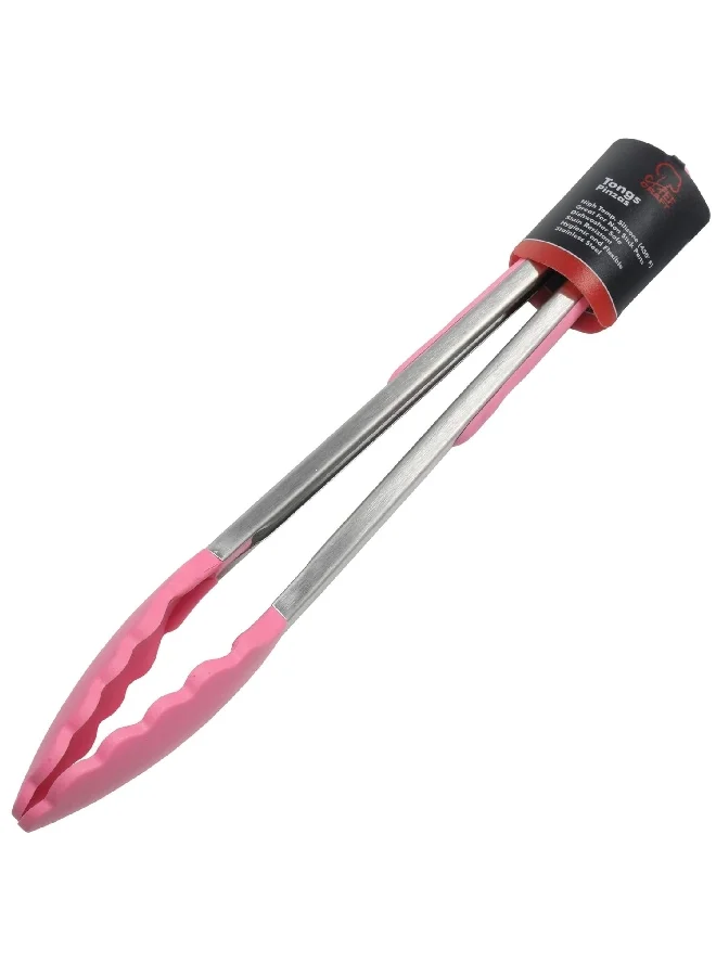 Chef Craft Stain Resistant Dishwasher Safe Premium Silicone Tong Pink 12inch 13785.