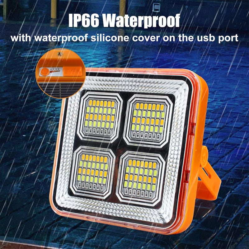 Indmird Portable LED Work Solar Light 100W, 10000LM - IP66 Waterproof USB Rechargeable Flood Light for Outdoor Use - Image 4