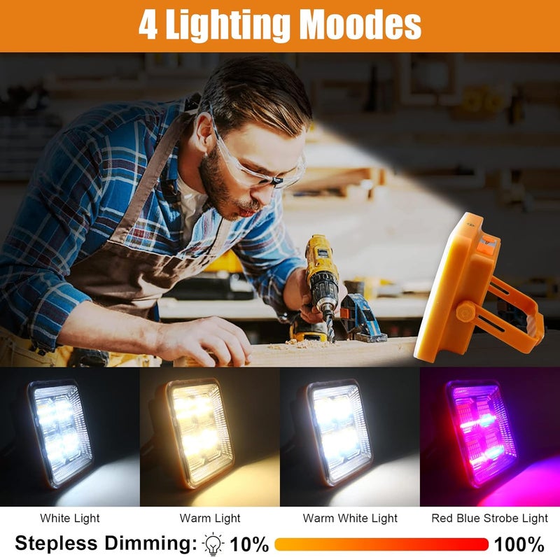 Indmird Portable LED Work Solar Light 100W, 10000LM - IP66 Waterproof USB Rechargeable Flood Light for Outdoor Use - Image 3