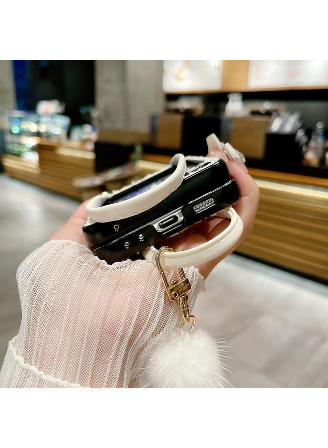 S-TOP Case For Samsung Galaxy Z Flip6 Handbag Design Plush Ball Plaid Fabric PC Phone Case - Image 5