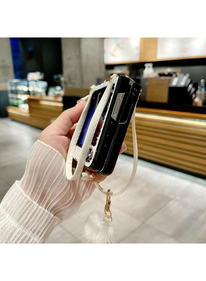 S-TOP Case For Samsung Galaxy Z Flip6 Handbag Design Plush Ball Plaid Fabric PC Phone Case - Image 4