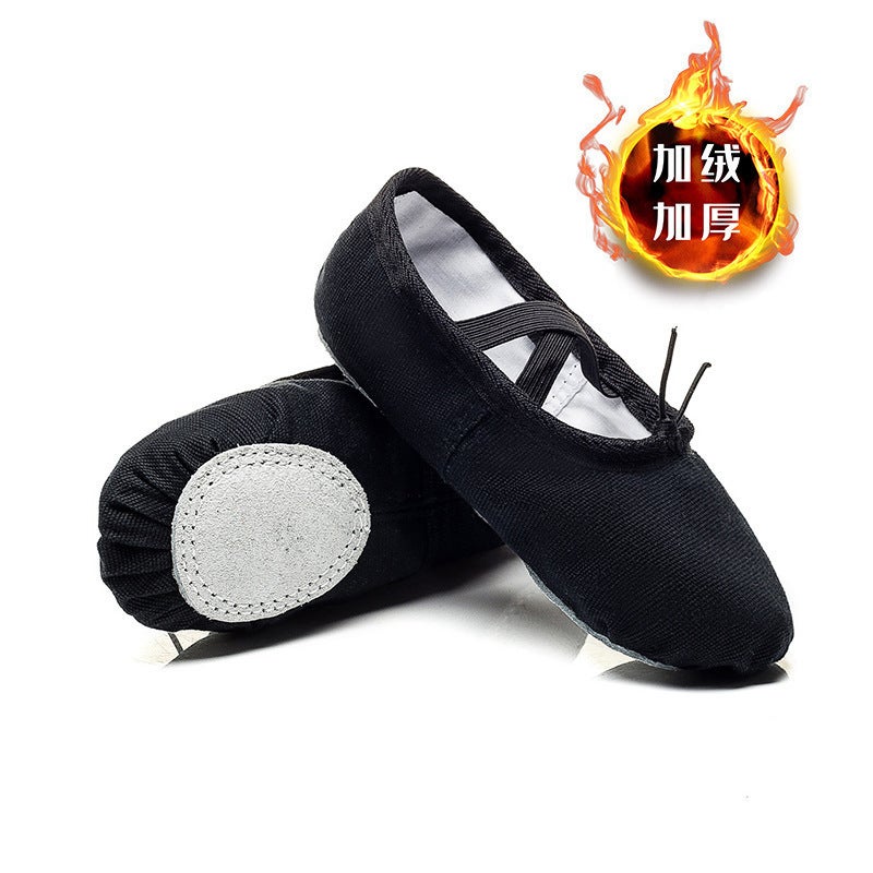 Children''s Dance Shoes with Velvet Lining for Autumn and Winter, Girls'' Pink Dance Shoes, Soft-Soled Practice Shoes, Thickened Ballet Shoes for Girls - Image 1