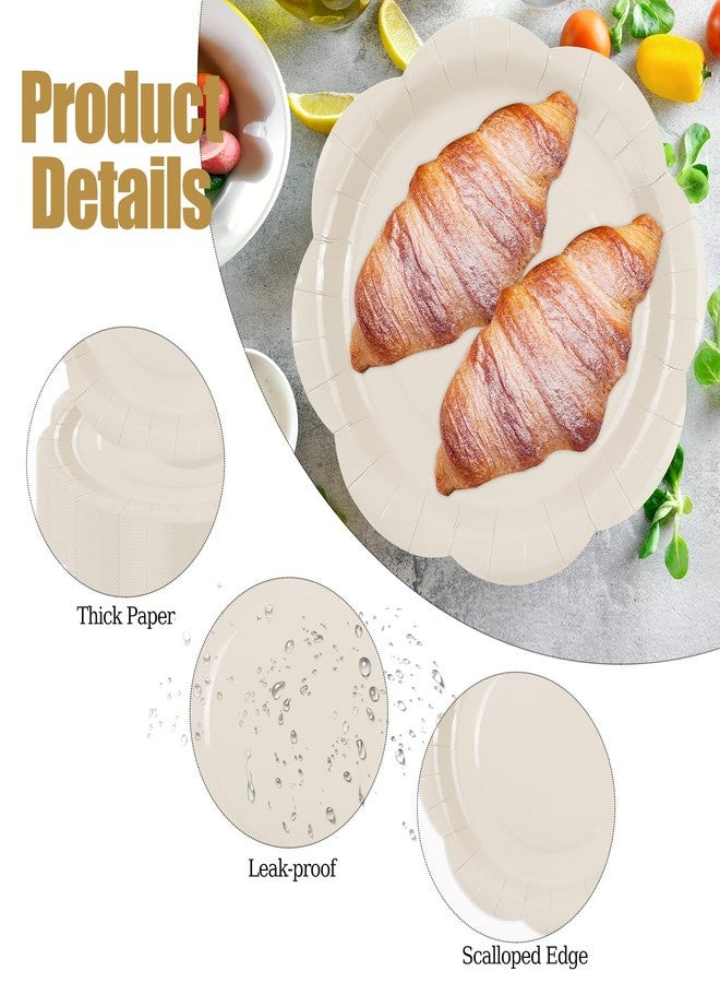 KFJBPB 50 Pack Ivory Paper Plates 7 Inch, Disposable Cream Scalloped Plates Cake Dessert Plate for Dinner Baby Shower Wedding Bridal Shower Birthday Party Supplies (Ivory, 7 inch) - Image 3