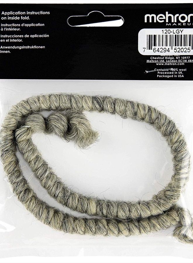 mehron Makeup Crepe Hair 12-inch Braid (Light Grey) - Image 4