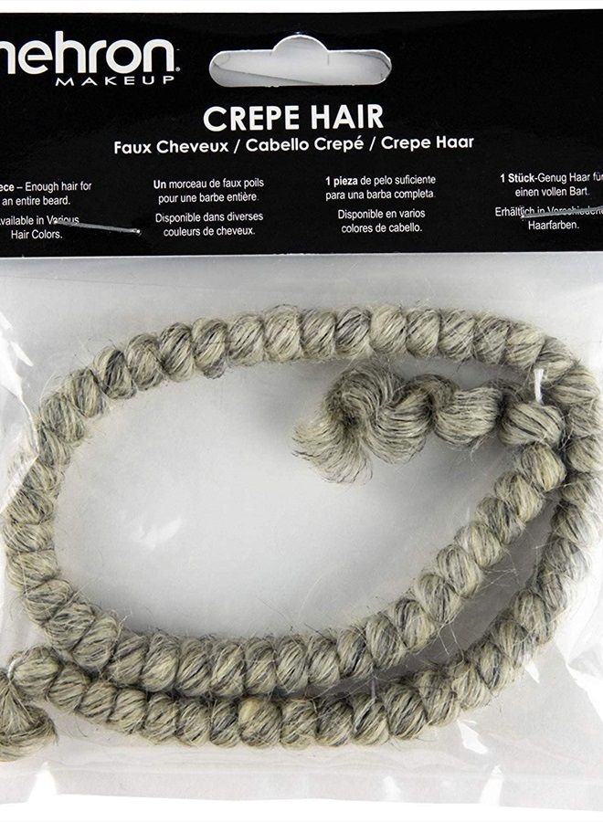 mehron Makeup Crepe Hair 12-inch Braid (Light Grey) - Image 5