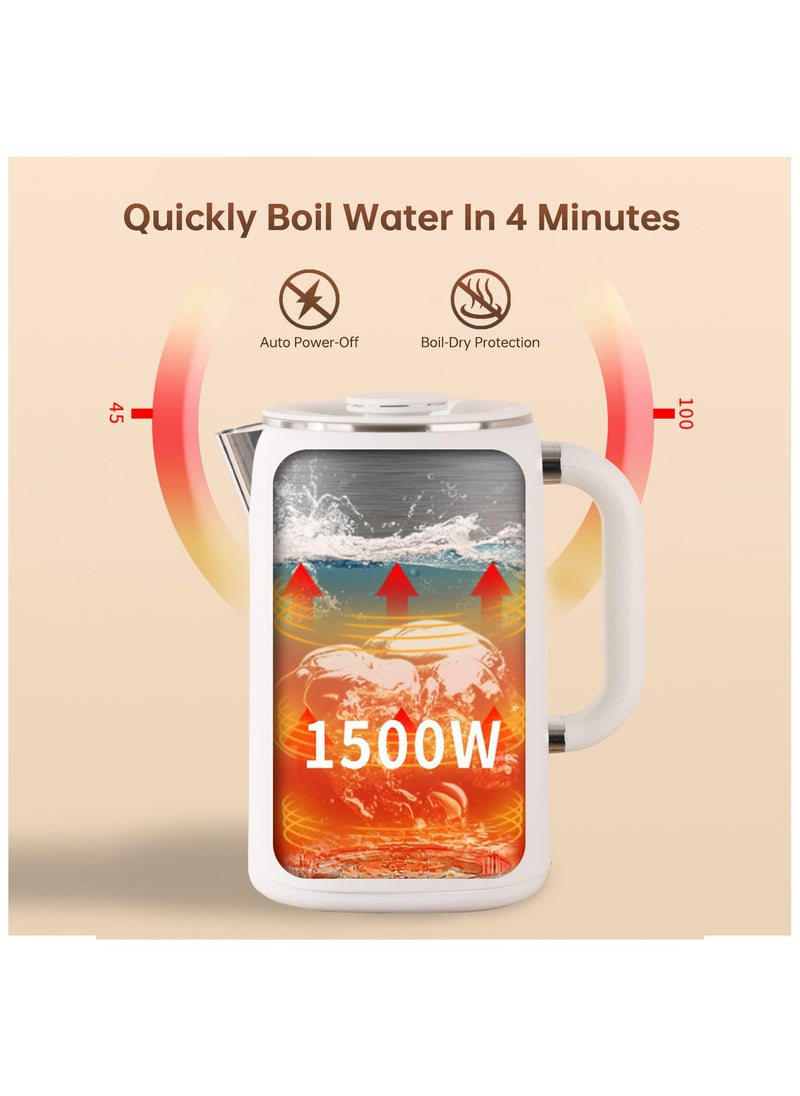 Perfin Electric Kettle 1.7L 1500W Water Kettle with 6 Preset Temperature Options for Tea& Coffee Kettle, Stainless Steel Inner, 16H Keep Warm Function, LED Touch Screen Water Heater Boiler for Home Office  - Image 4