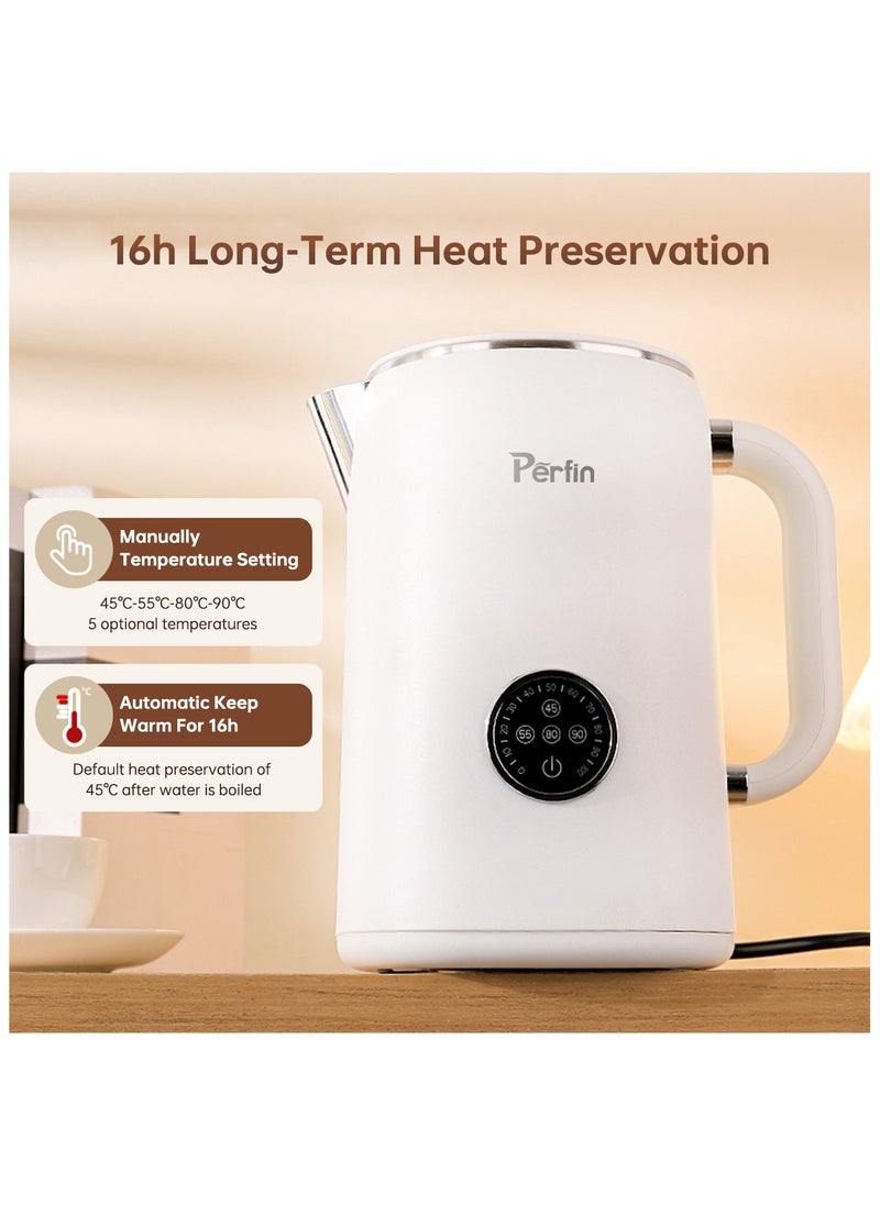 Perfin Electric Kettle 1.7L 1500W Water Kettle with 6 Preset Temperature Options for Tea& Coffee Kettle, Stainless Steel Inner, 16H Keep Warm Function, LED Touch Screen Water Heater Boiler for Home Office  - Image 5