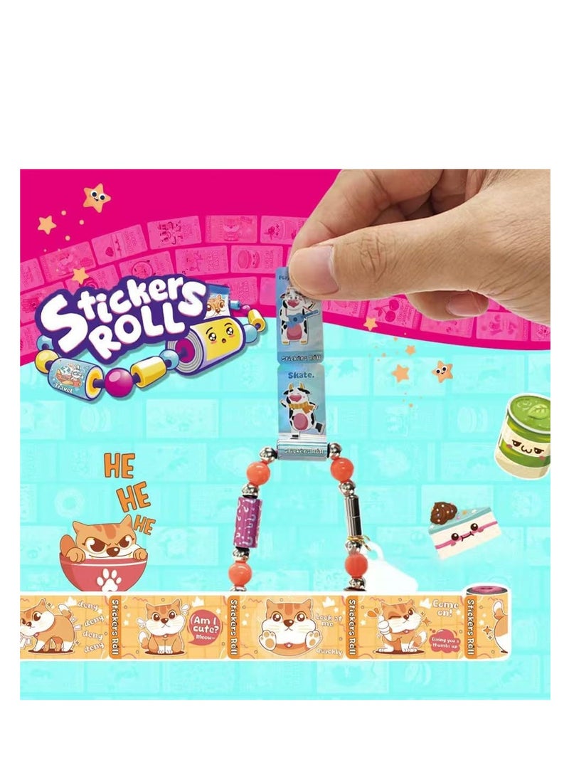 Stickier Rolls Stickiker Bands, Wearable & Shareable Sticker Bracelet Set with 120 Mini Stickers, Assorted Colors & Styles Creative Fun for Kids, Teens, Collectors  - Image 5