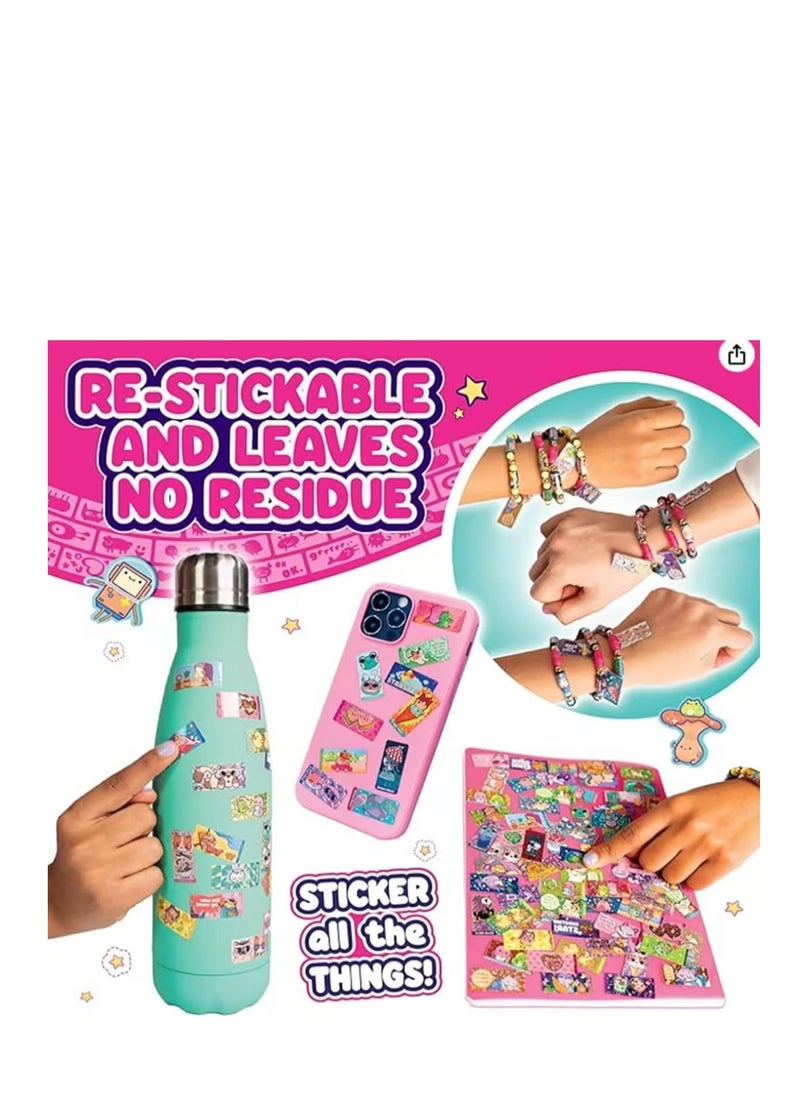 Stickier Rolls Stickiker Bands, Wearable & Shareable Sticker Bracelet Set with 120 Mini Stickers, Assorted Colors & Styles Creative Fun for Kids, Teens, Collectors  - Image 3