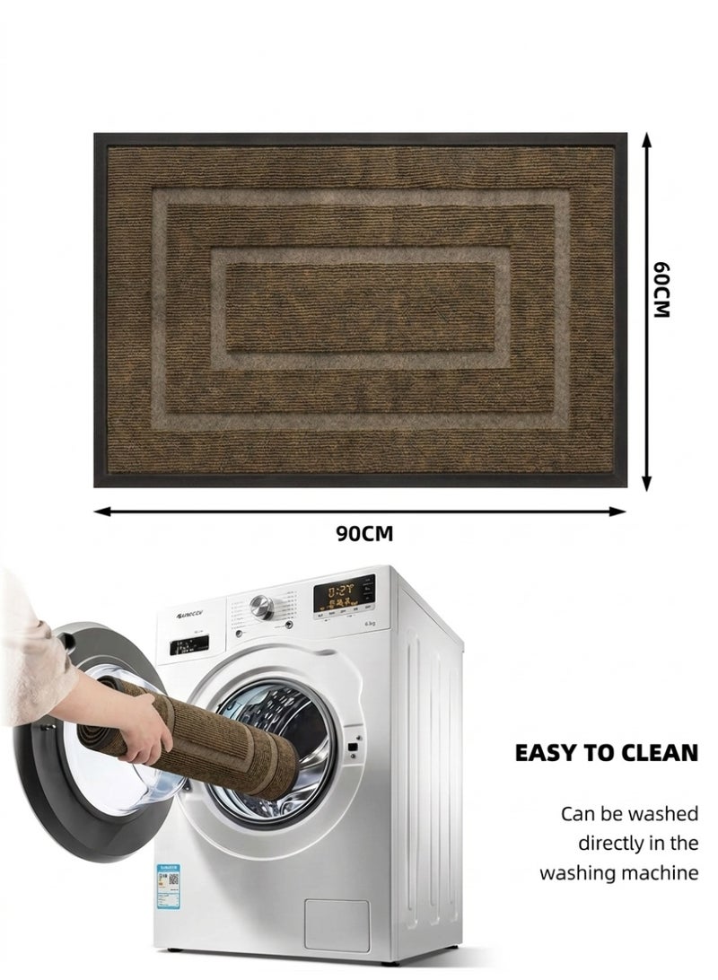 uoobox Large Front Door Mat Outside Entrance Indoor Doormat, 90 x 60cm Outdoor Mats, Outdoor Door Mats For Outside Entry, Indoor Rugs for Entryway, Home Decor, Sturdy Natural Rubber Entry Mat, Brown - Image 4